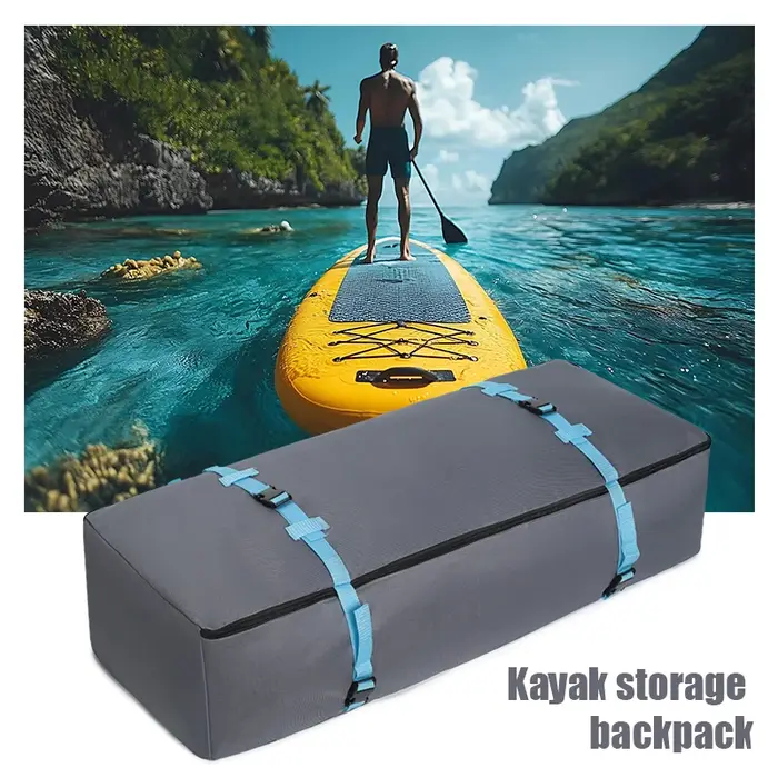 Sac à dos pour planche à pagaie en tissu Oxford gris avec sangles renforcées externes, sac à dos pour planche de surf gonflable, sac de rangement de grande capacité pour équipement de sports nautiques