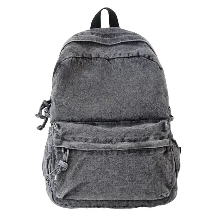 Sac à dos en jean délavé style rétro pour étudiants