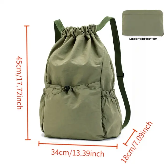 Sac à dos léger et tendance avec cordon de serrage : Sac de sport imperméable de grande capacité pour l'école