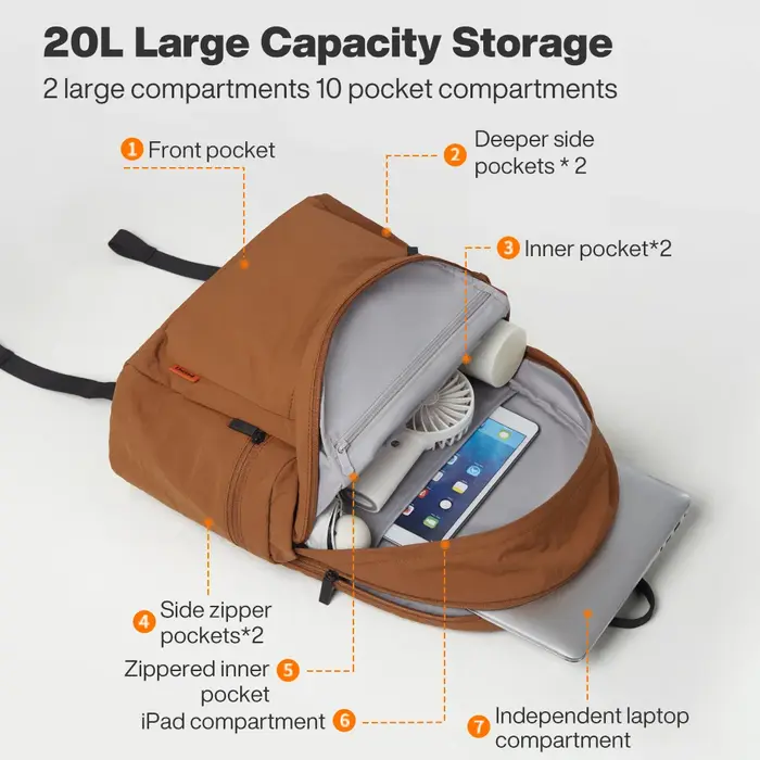Mixi – sac à dos léger d'extérieur, sac à dos décontracté pour ordinateur portable, sac à livres de