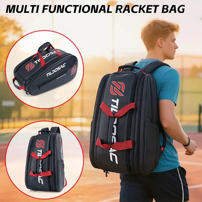 Sac à dos imperméable en PU pour raquettes de pickleball et de padel