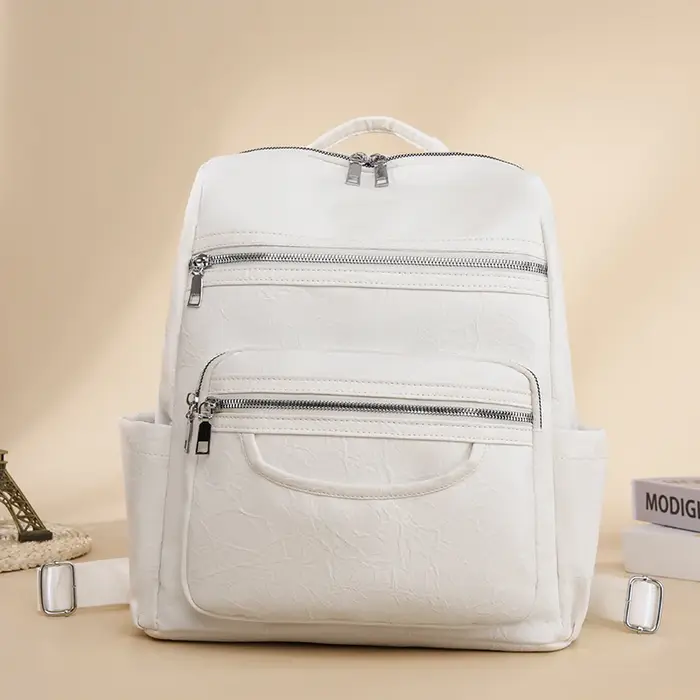 Sac à dos classique en cuir véritable pour femmes