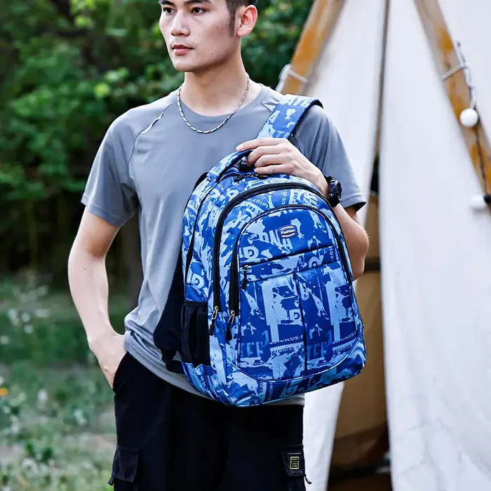 Sac à dos d'étudiant de style camouflage imprimé à la mode pour garçons