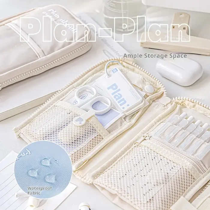 Planwith – sac à crayons de rangement multifonctionnel de grande capacité, pochette de rangement étanche à trois volets pour certificats