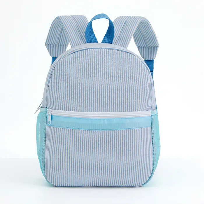 Sac à dos scolaire pour tout-petits, sac à dos rayé mignon en seersucker pour filles 12 pouces pour 