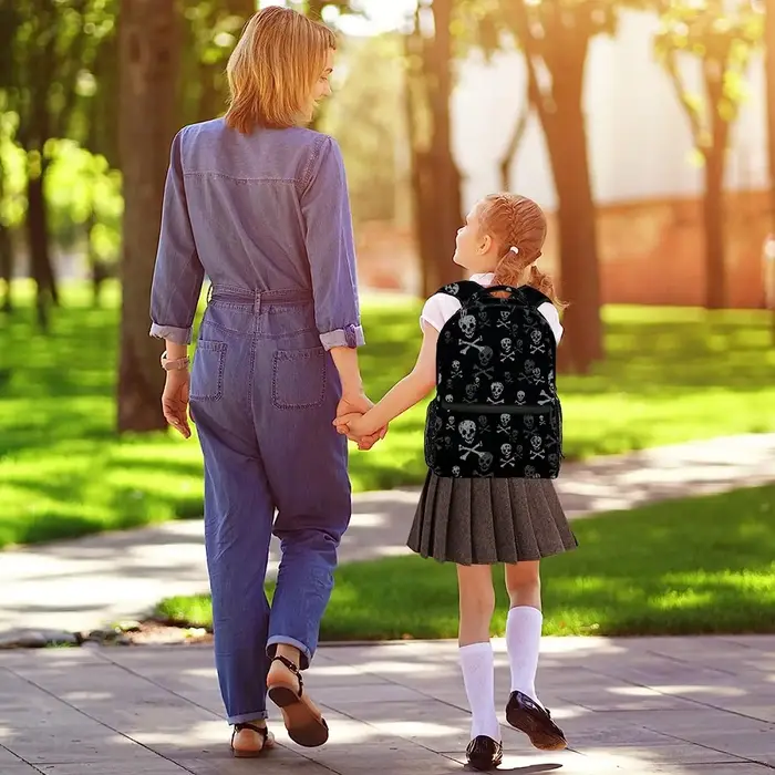 Sacs à dos crâne et os pour garçons et filles, sac de livre d'école, voyage, randonnée, Camping, sac à dos