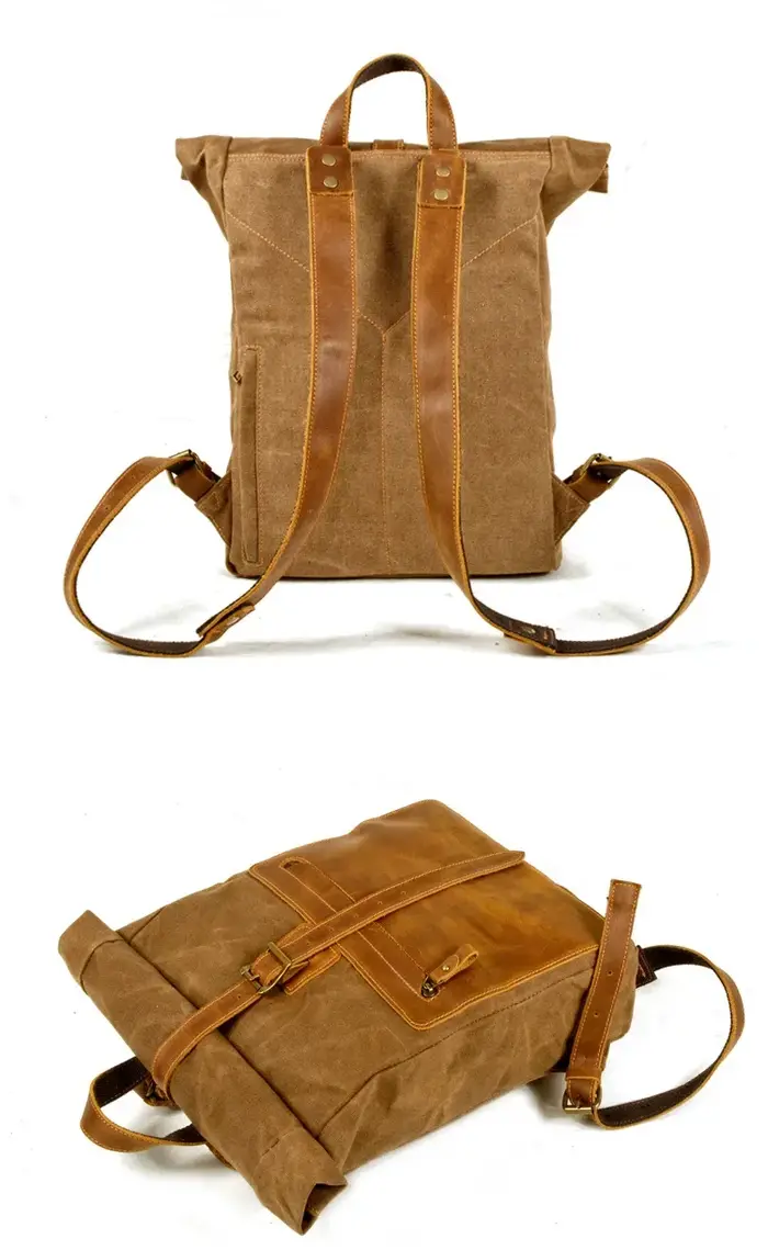 Sacs à dos en cuir de toile d'extérieur Vintage voyage loisirs sac à dos pour ordinateur portable d'affaires pour