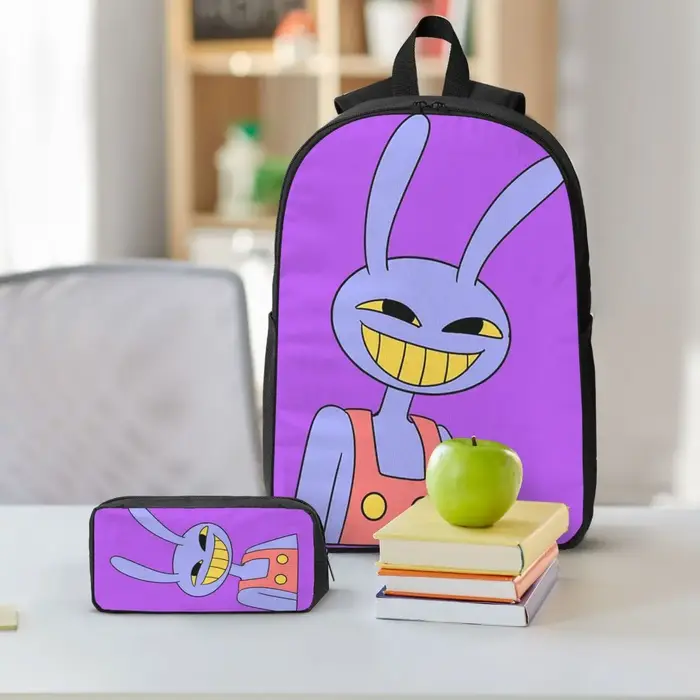 Jax-le incroyable sac à dos de cirque numérique étudiant garçons filles BookBag sac d'école sacs à bandoulière 3ps sac à déjeuner isolé trousse à crayons