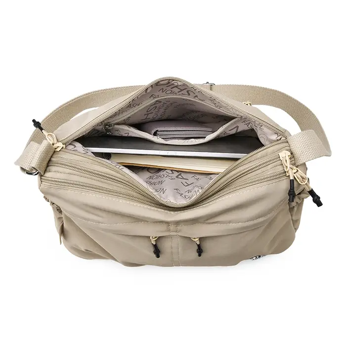 Sac à bandoulière grande capacité pour femme avec trois poches : sac fourre-tout en nylon multi-poches – le choix idéal pour les sorties shopping des mamans