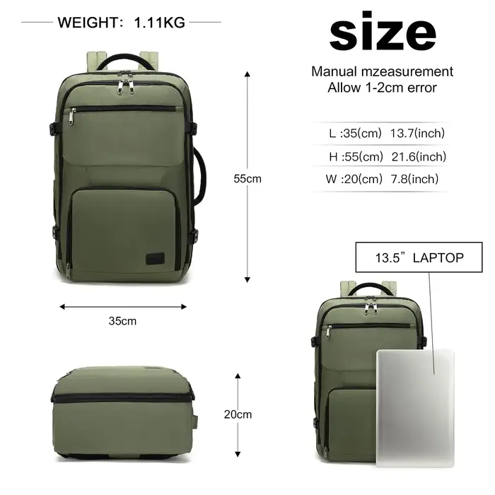 KONO Travel Backpack bagage à main | Imperméable et résistant aux avions | Protège-détons 38L |