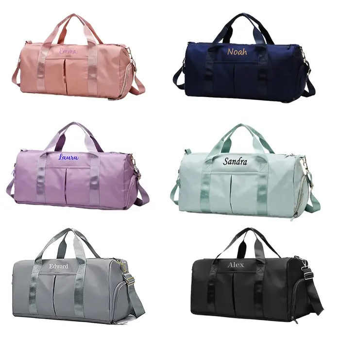 Sac de sport brodé personnalisé avec poches sèches et compartiment à chaussures