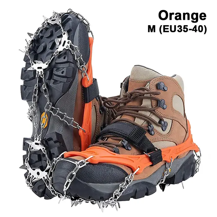 Crampons chaussures 19 pointes glace neige pince chaussures Camping anti-dérapant escalade protéger