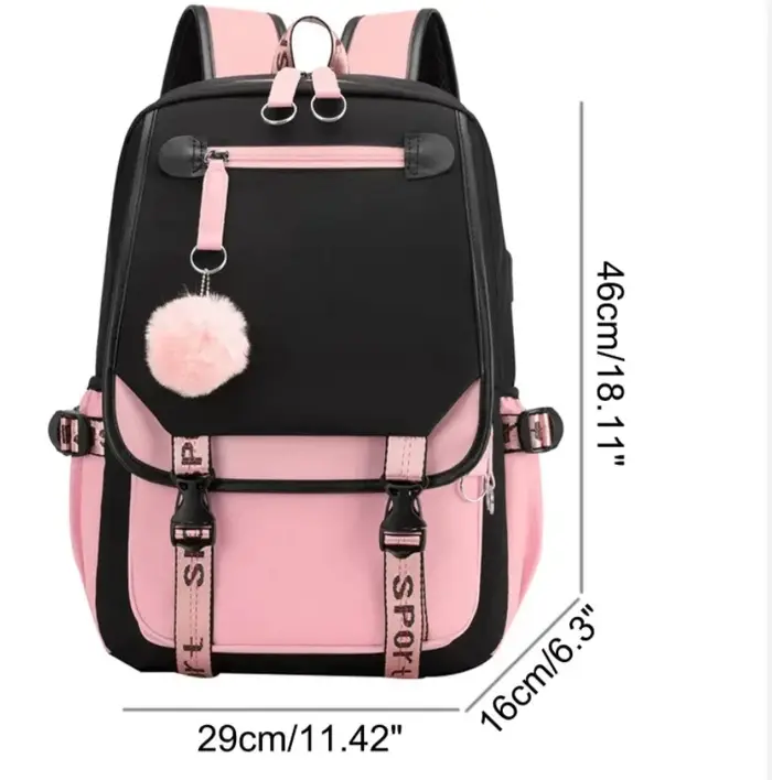 Sacs à dos scolaires pour jeunes garçons filles sac à dos étudiants du collège Kawaii sac d'école Harajuku mode voyage sac à dos noir rose sac