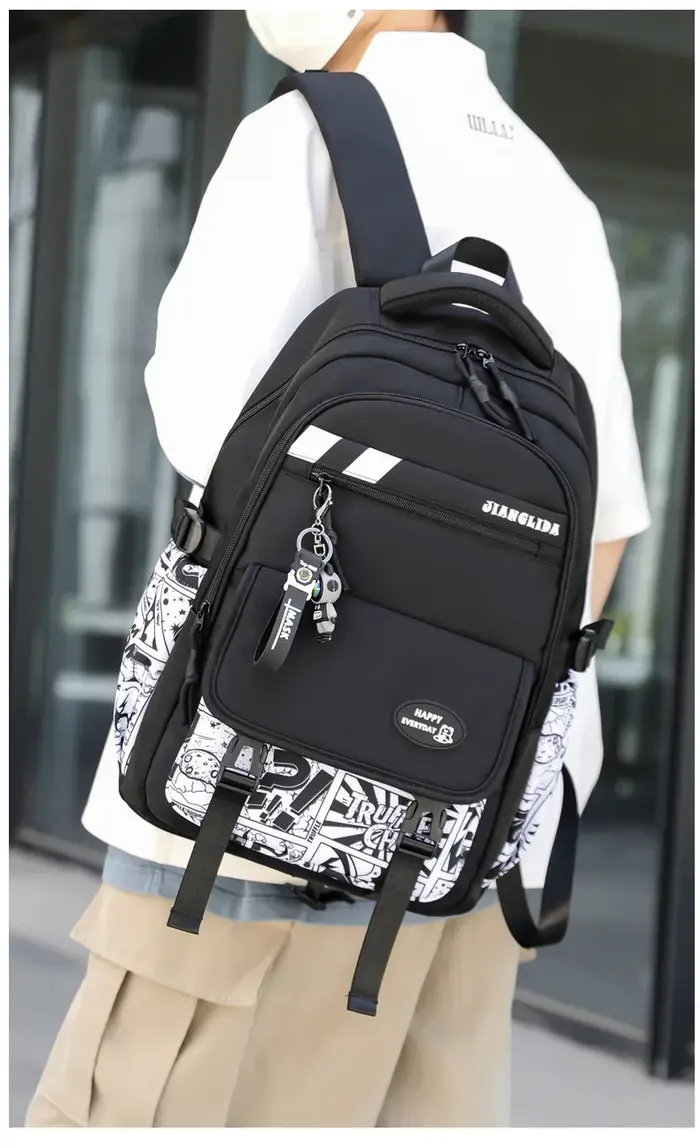 Sac à dos pour adolescents avec pendentif camouflage graffiti garçon sac à bandoulière pour enfants sac d'école étanche sacs à dos de voyage de Sport