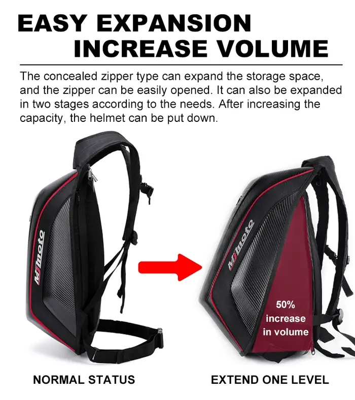 Sac à dos de moto en fibre de carbone