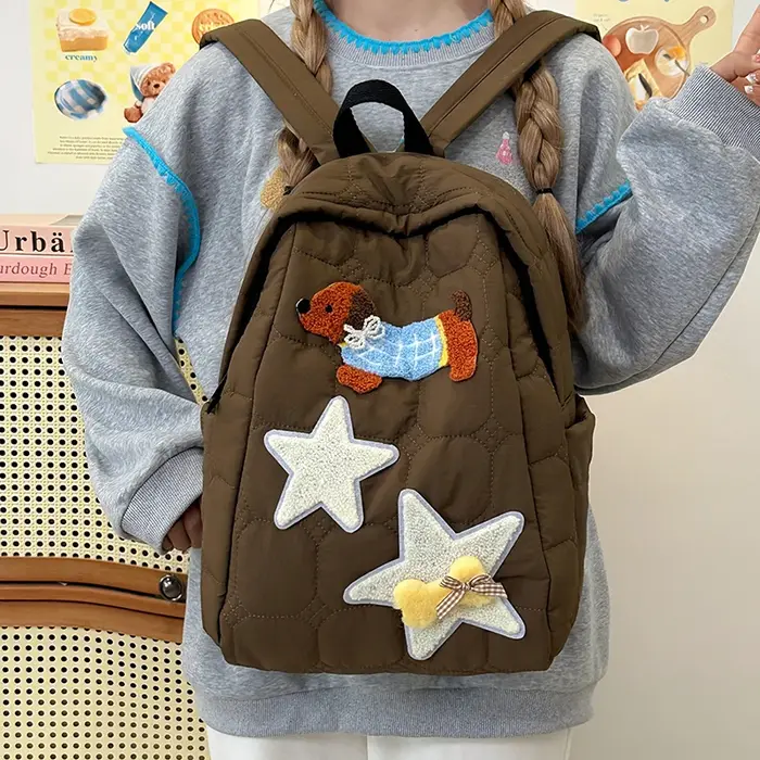 Sac à dos brodé de dessin animé en nylon pour filles