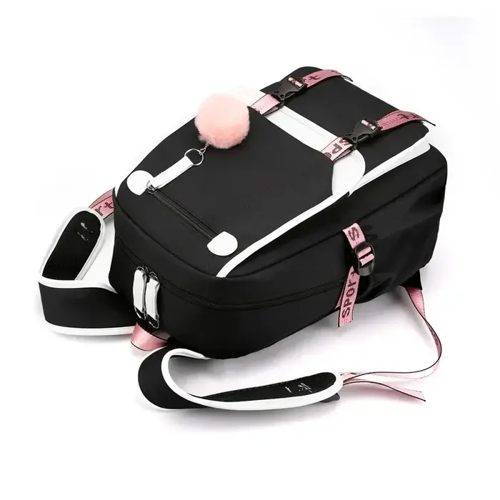 Style coréen lycée sac à dos pour adolescente mode noir blanc étudiant filles sac à dos cartable mignon livre sac