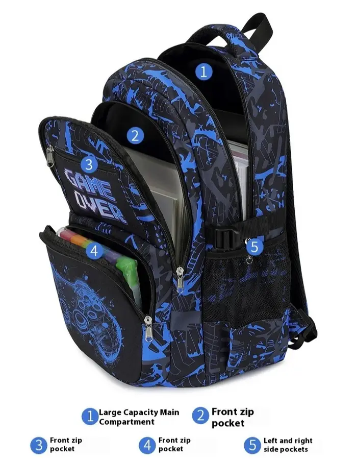 Sac à dos pour garçon avec sac à déjeuner et trousse à crayons 3 pièces sacs d'école pour garçons pour élèves du