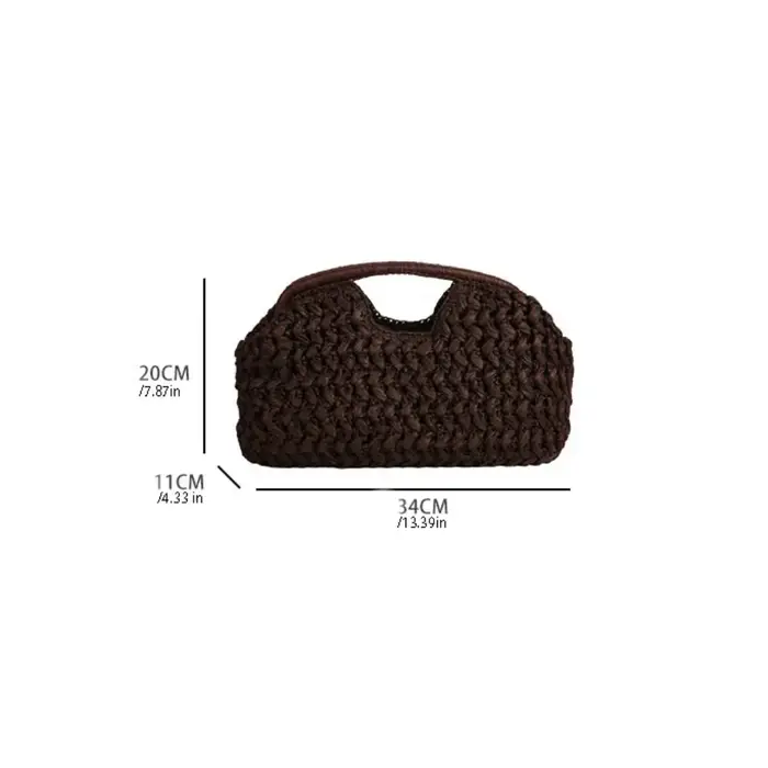 Sac de loisirs grande capacité en paille tressée demi-lune