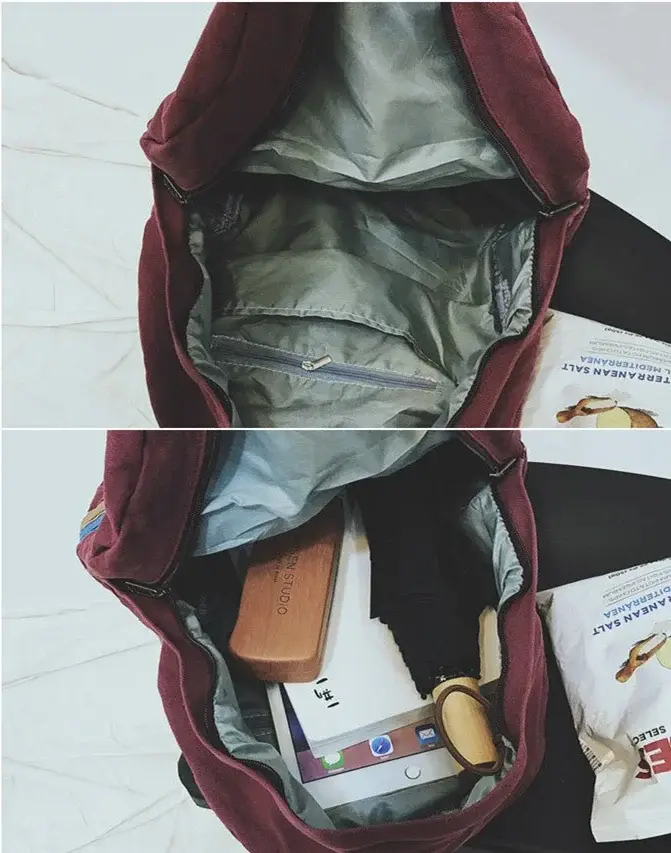 Sac à dos d'école rétro chic en coton pour adolescent