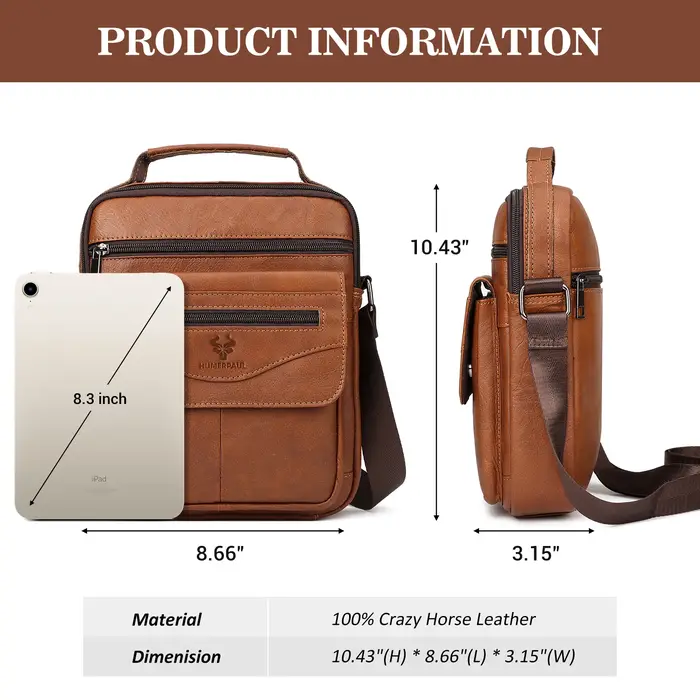 HUMERPAUL – petit sac messager en cuir véritable pour hommes