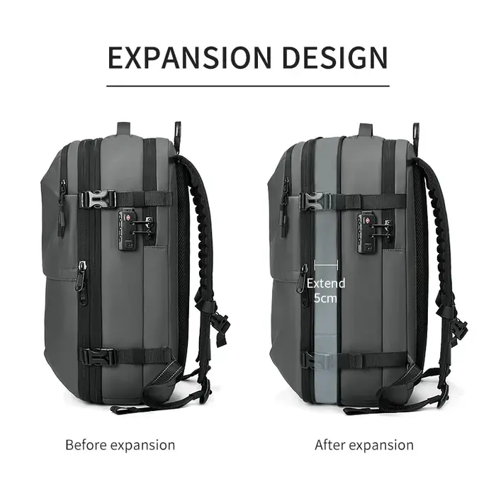 Sac à dos de voyage pour hommes, compression sous vide, sac à dos pour ordinateur portable de 17 pou
