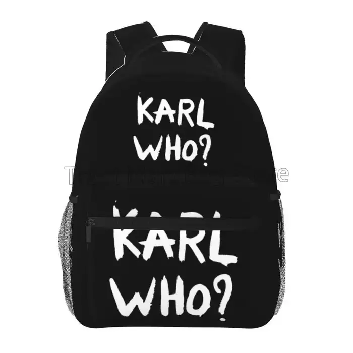 Karl Who Slogan imprimé sacs à dos de voyage sac d'école léger étudiant Bookbag unisexe sac à dos pour ordinateur