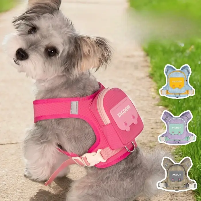 Sac à dos-harnais pour chien, motif écossais mignon, sac de transport extérieur pour animaux de compagnie, gilet de poitrine pour chiot, réglable pour la promenade, pour chiens de petite et moyenne ta