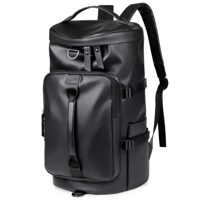 Sac à dos de sport noir pour hommes et femmes, sac rond décontracté pour activités de plein air, sac