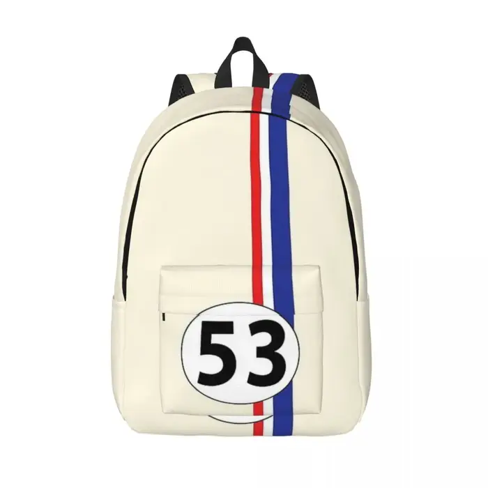 Herbie numéro 53 mode sac à dos avec poche étudiant affaires course voiture passionnés rayure sac à dos hommes femmes ordinateur portable sac à bandoulière