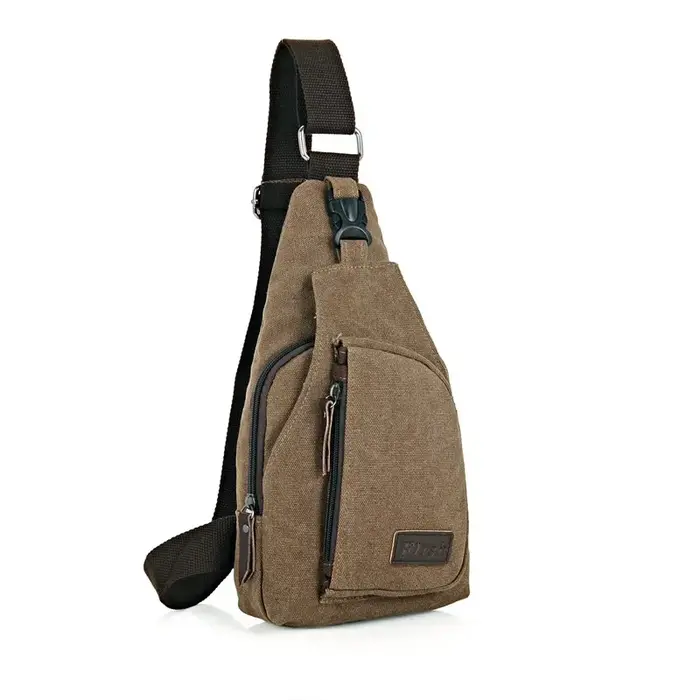 Nouveau Sac à Bandoulière Multifonctionnel en Toile et Cuir Style Vintage pour Homme 2026 – Petit Sac de