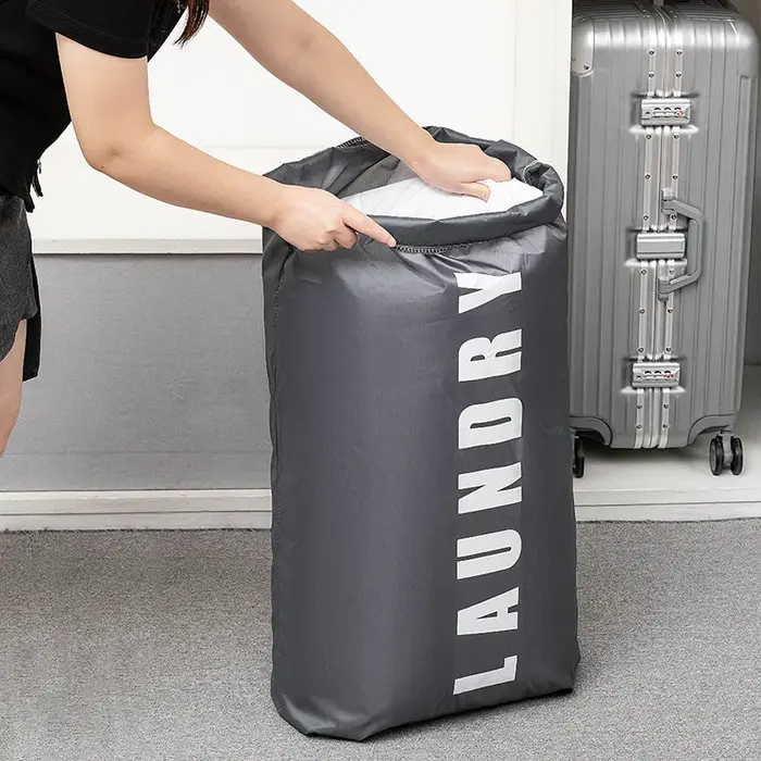 Sac à linge haute capacité avec cordon de serrage - Pochette de rangement de voyage lavable en machine pour vêtements sales - Accessoire de salle de bain