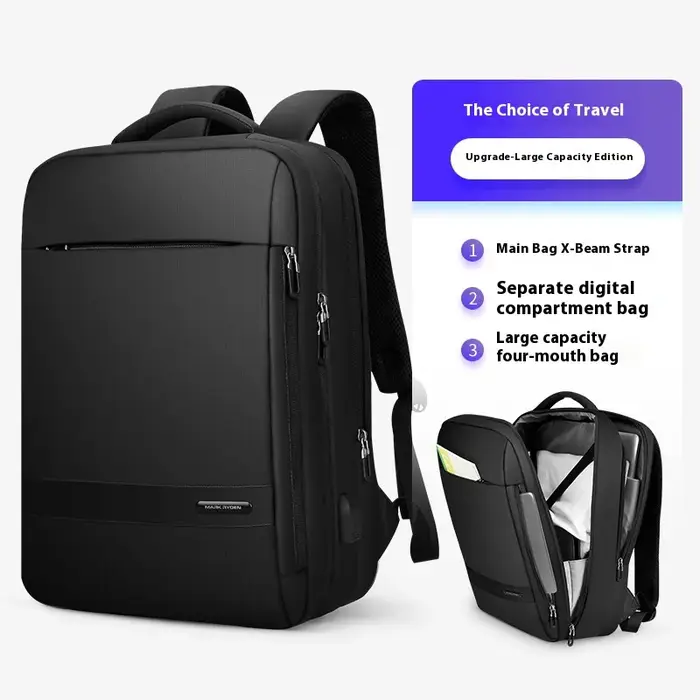 MARK RYDEN sac à dos de voyage hommes sac à dos d'affaires école extensible USB sac grande capacité 15.6 ordinateur port