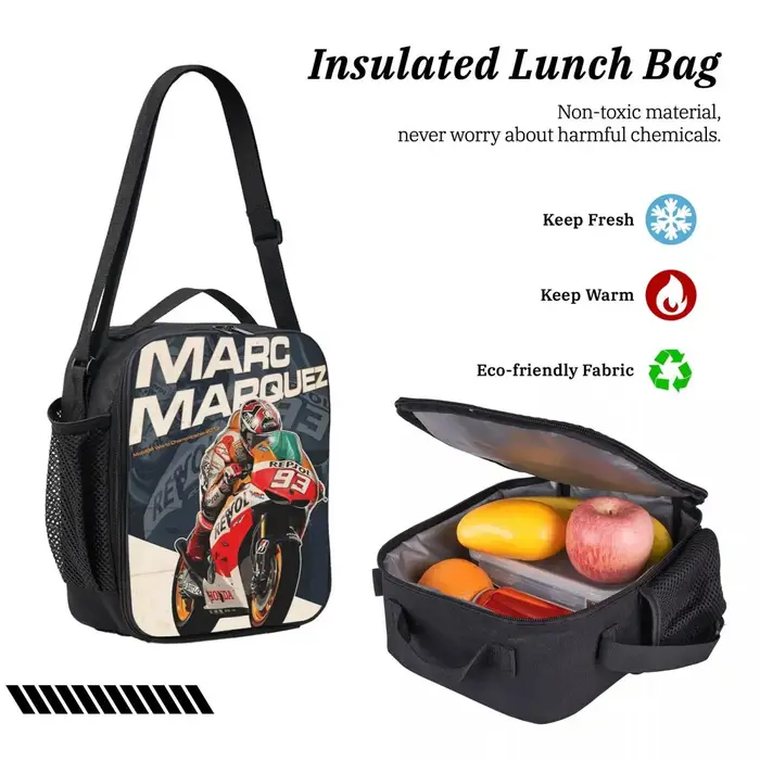 Moto Marc Marqueze 93 sac à dos garçons filles BookBag sac d'école ordinateur sacs à bandoulière 3ps sac à déjeuner isolé trousse à crayons