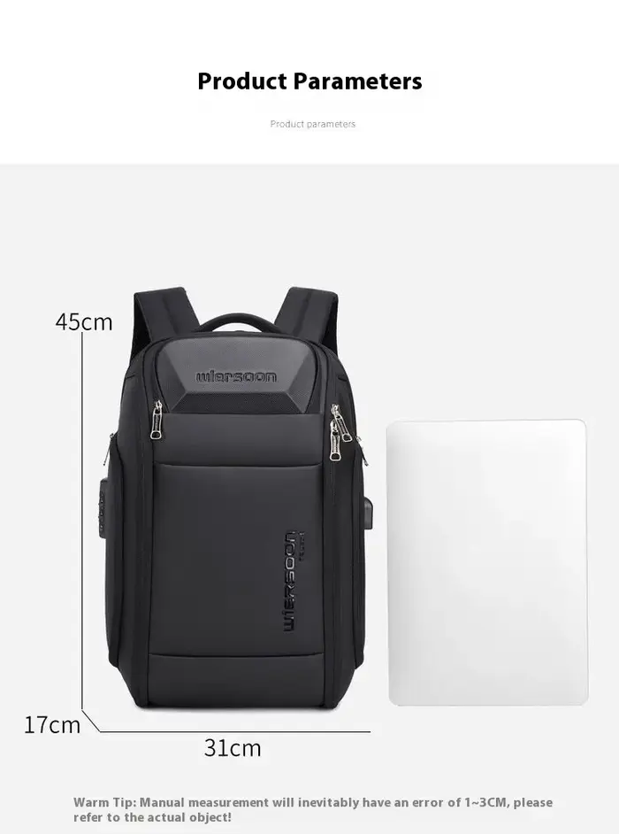 Wiersoon sac à dos pour hommes sac à dos étanche grande capacité voyage d'affaires multifonctionnel mot de passe antivol pochette d'ordinateur