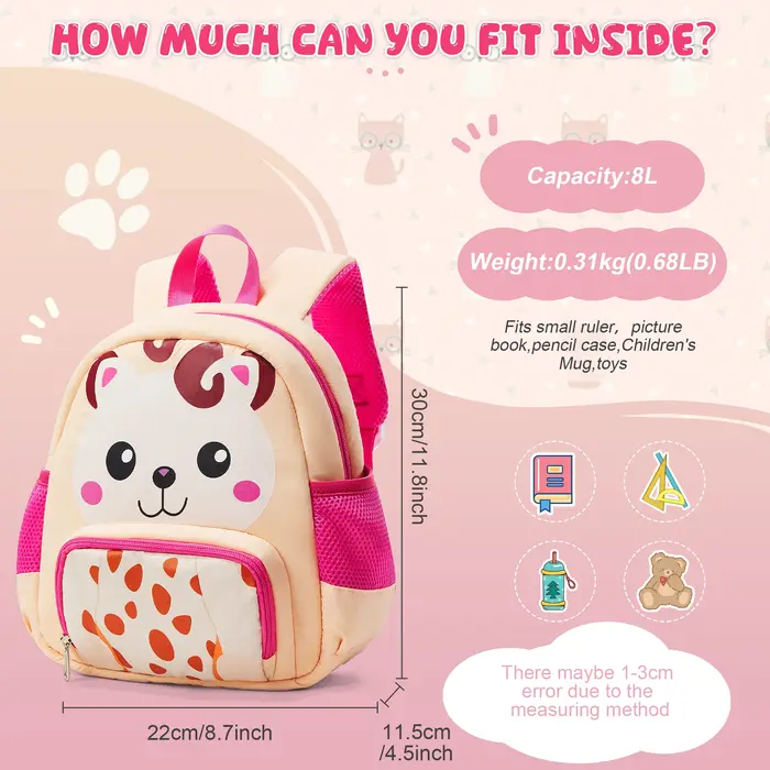 Sac à dos à motif de chat mignon pour enfants