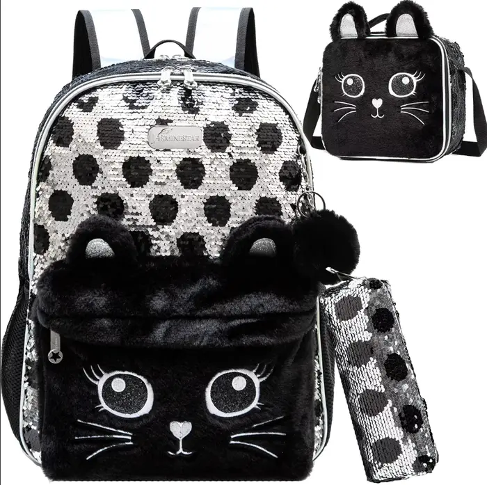 QY.TIMES 3 pièces sac à dos d'amour pour adolescentes avec boîte à déjeuner pour grands enfants sacs à dos d'école pour élèves du primaire âge 6-12 ans