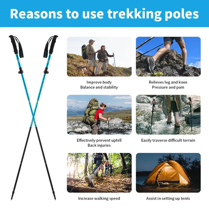 Naturehike St09 bâtons de Trekking nordiques ultralégers pliables en alliage d'aluminium