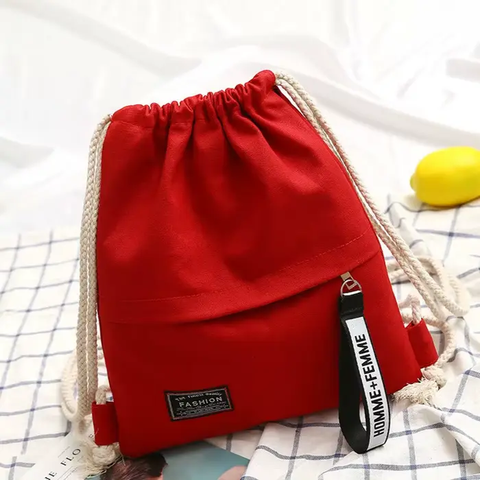 1 Pc toile sac d'école Double épaule cordon sac à dos