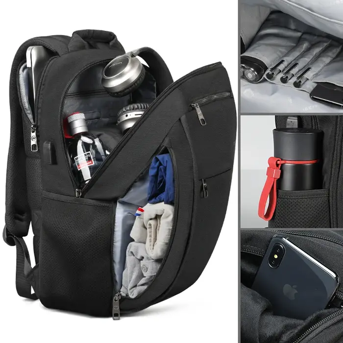 Sac à dos étanche pour ordinateur portable pour homme, sac de voyage pour l'école, port de chargemen