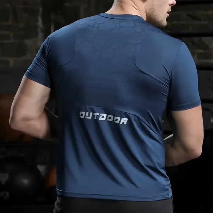 Hommes course Compression T-shirt coupe sèche à manches courtes Sport t-shirts mâle gymnase Fitness 