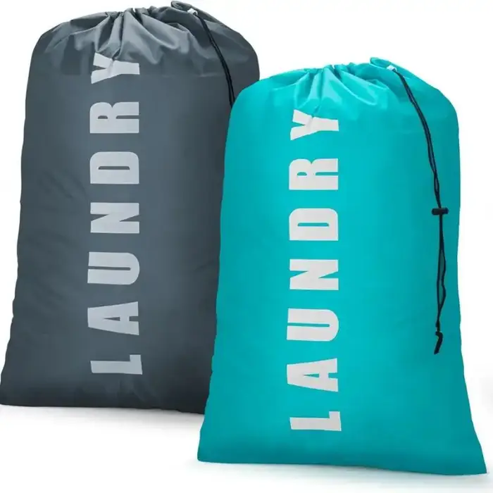 Sac à linge haute capacité avec cordon de serrage - Pochette de rangement de voyage lavable en machine pour vêtements sales - Accessoire de salle de bain