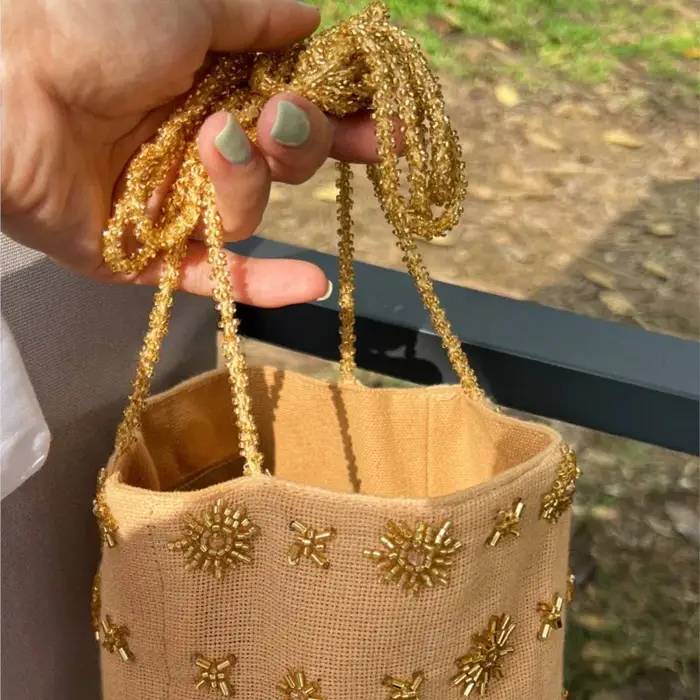 JIAERDI rétro perle broderie seau sac femmes grande capacité sac à bandoulière dames élégant exquis polyvalent sac