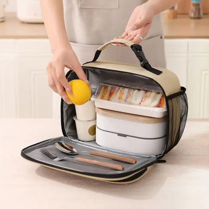 Sac à déjeuner isolé sac à Bento isolant feuille d'aluminium sac de riz sac de repas sac de glace étudiant