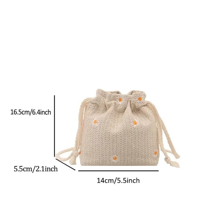 Sac mini seau tressé en herbe de plage