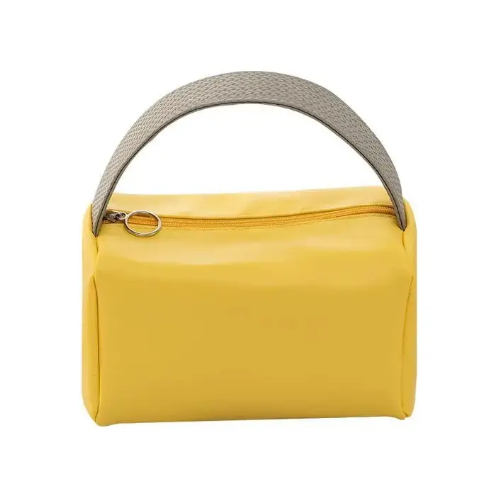 Sac de maquillage en cuir PU imperméable avec poignée supérieure robuste
