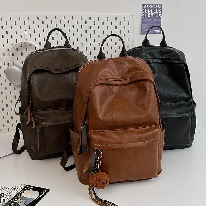 Sacs à dos monochromes en PU ChimGlossy pour unisexe, cartables simples et polyvalents, grande capacité, haute qualité, mode, offre spéciale, 2024