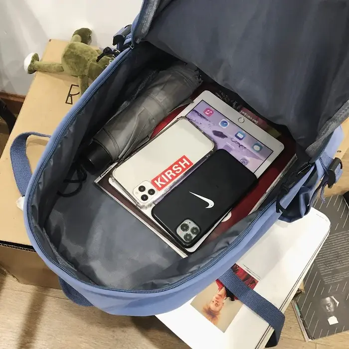 Sac à Dos d'École en Nylon Noir pour Femme