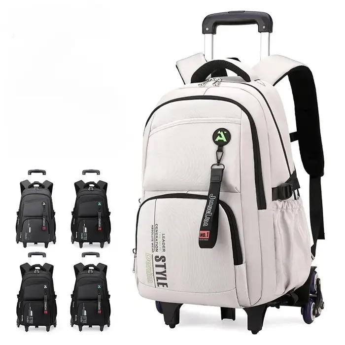 Sac d'école avec roulettes sac à dos roulant pour garçon enfants étudiant sac à dos