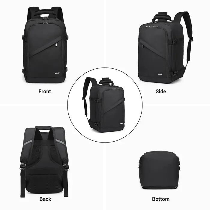 Sac de cabine KONO 40x20x25cm GRS, sac à dos de 20L pour bagage à main Ryanair sous le siège, en pol